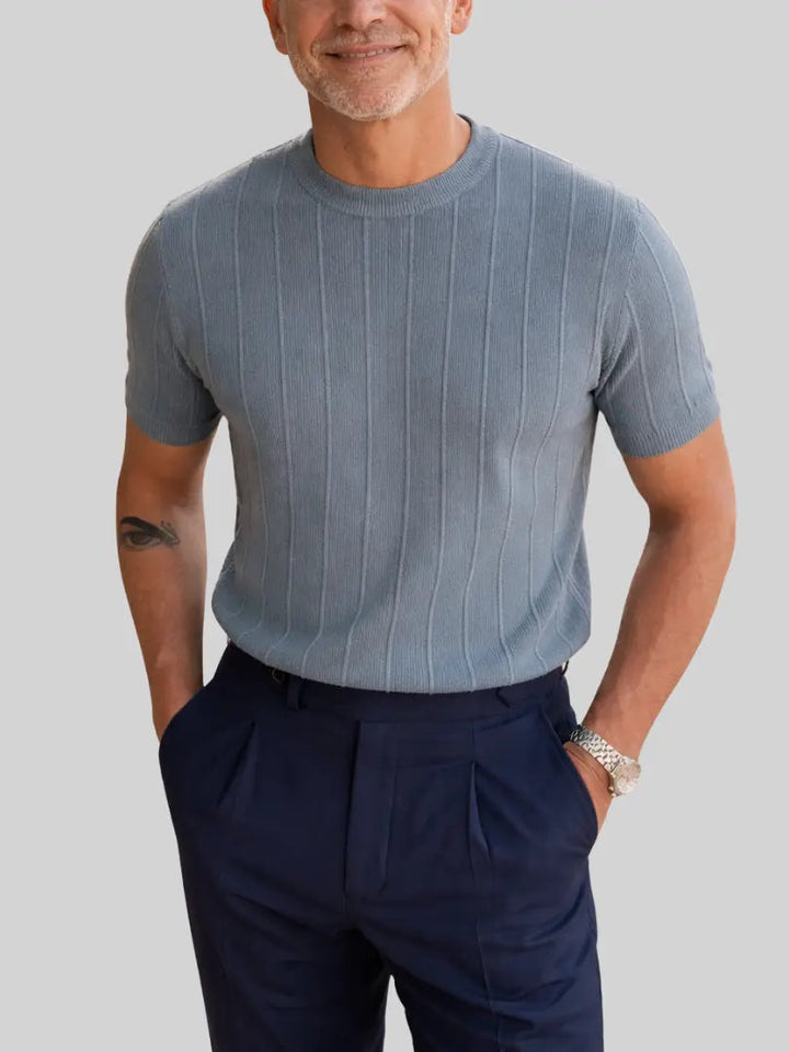 Keith | T-shirt côtelé en lin et coton