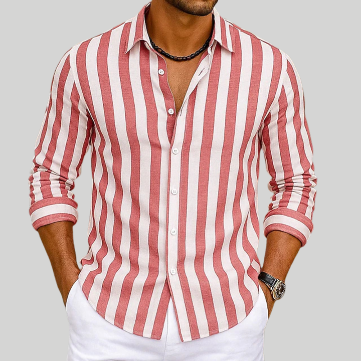 Justin | Chemise de vacances rayée en lin
