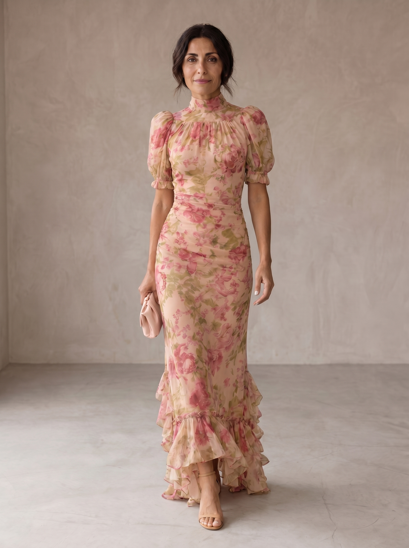 Delaney | Robe longue en mousseline à fleurs aquarelle