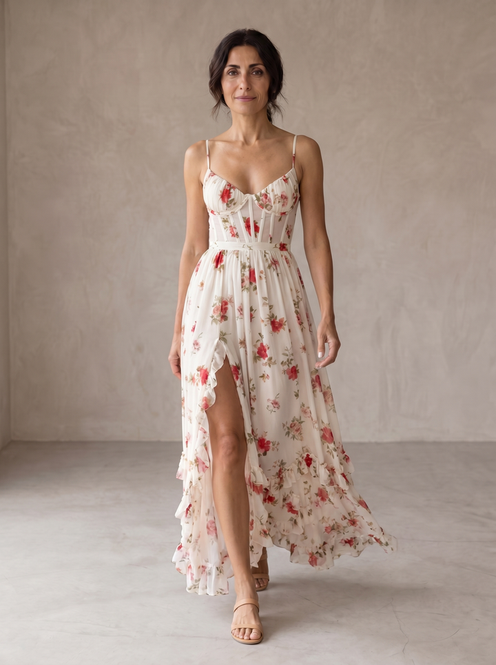 Johanna | Robe midi fleurie romantique