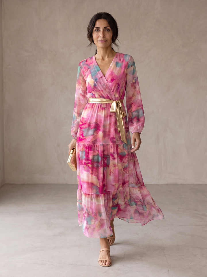 Jeanie | Robe midi portefeuille à imprimé fleuri