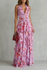Cali | Robe longue à cascade de roses