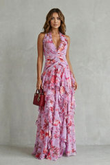 Cali | Robe longue à cascade de roses