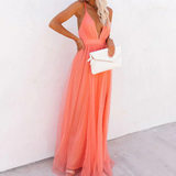 Ffion | Robe longue légère corail