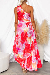Demeter | Robe longue plissée à encolure asymétrique