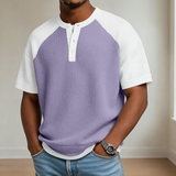 Homer | Henley color block en maille gaufrée