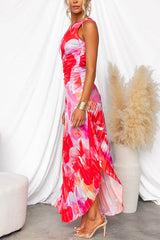 Demeter | Robe longue plissée à encolure asymétrique