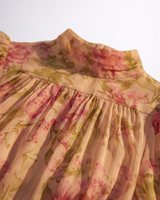Delaney | Robe longue en mousseline à fleurs aquarelle