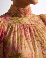 Delaney | Robe longue en mousseline à fleurs aquarelle