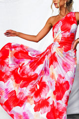 Demeter | Robe longue plissée à encolure asymétrique