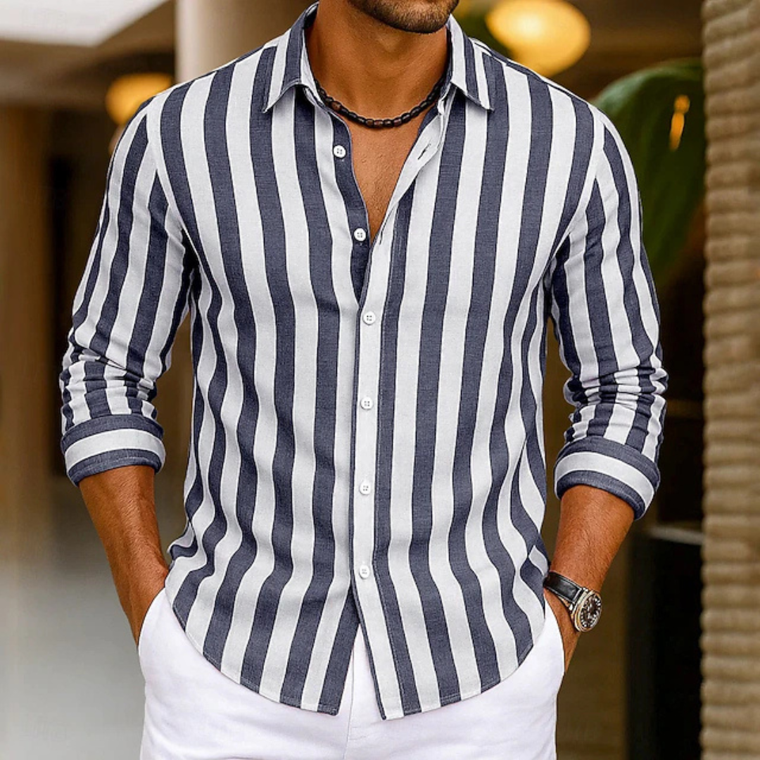 Justin | Chemise de vacances rayée en lin