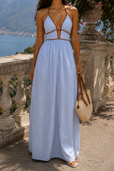 Jovi | Robe longue rayée à encolure ajourée