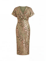 Kristen | Robe midi cuivrée en lin et soie