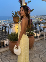 Madeline | Robe longue dos nu à volants étagés