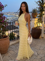 Madeline | Robe longue dos nu à volants étagés