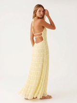 Madeline | Robe longue dos nu à volants étagés