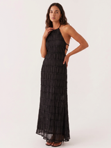 Madeline | Robe longue dos nu à volants étagés