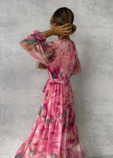 Jeanie | Robe midi portefeuille à imprimé fleuri