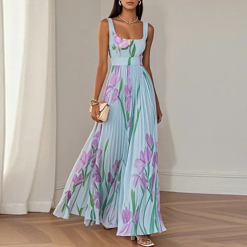 Corrine | Robe longue trapèze à fleurs