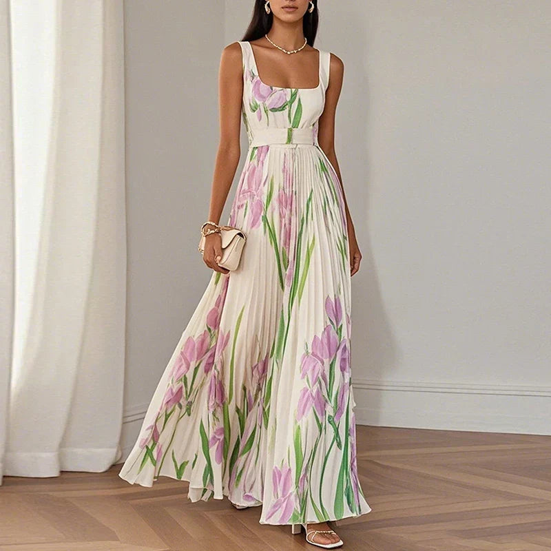 Corrine | Robe longue trapèze à fleurs
