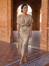 Kristen | Robe midi cuivrée en lin et soie
