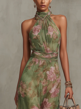 Jaycee | Robe longue dos nu à fleurs aquarelle