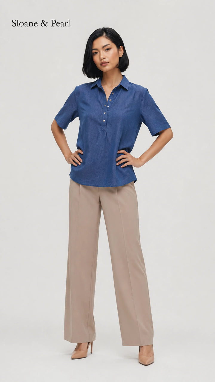 Celia | Blouse boutonnée à col chemise