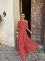 Zuriel | Robe midi en lin et soie