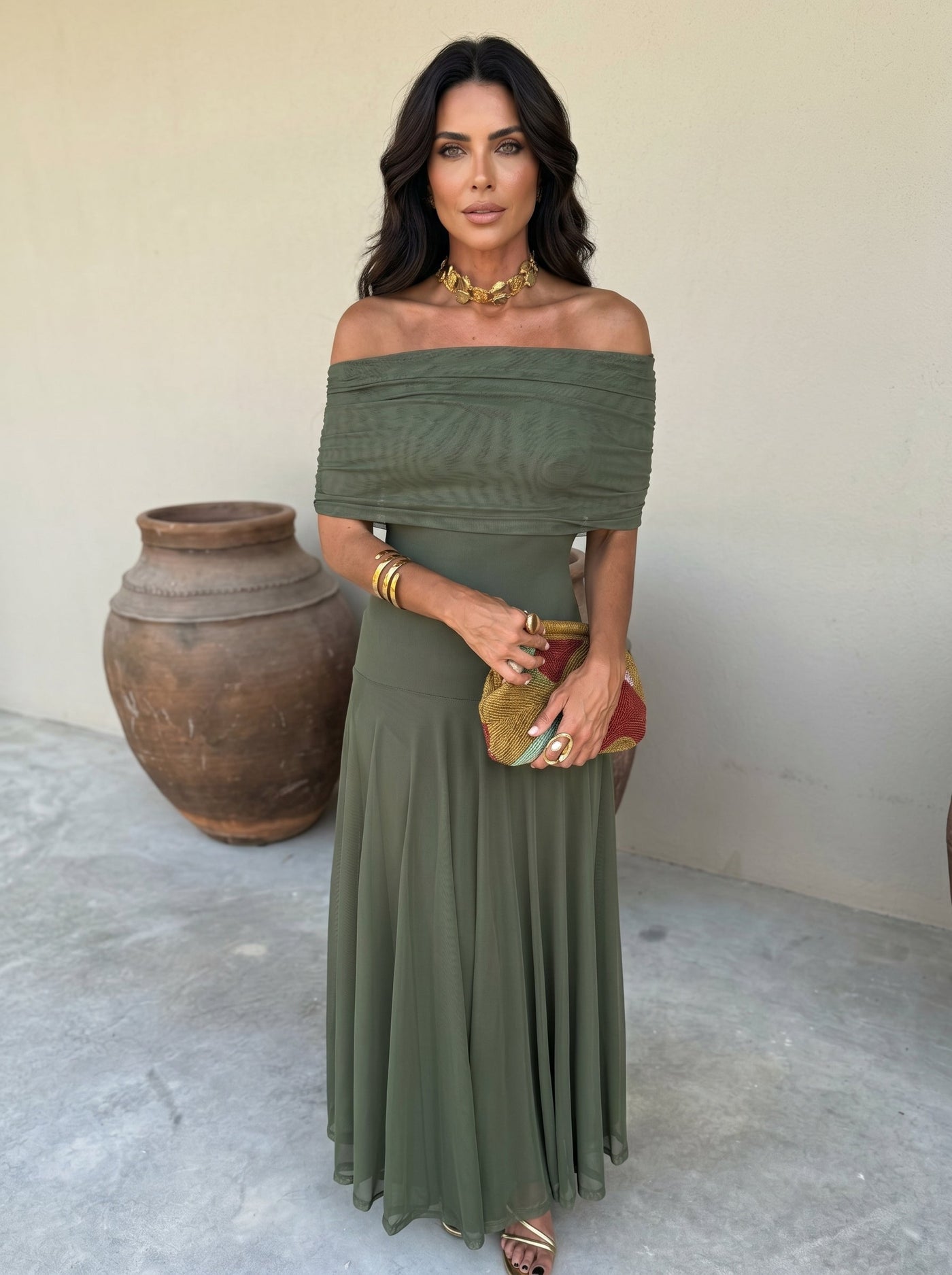 Zuriel | Robe midi en lin et soie