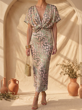 Kristen | Robe midi cuivrée en lin et soie