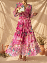 Jeanie | Robe midi portefeuille à imprimé fleuri