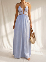 Jovi | Robe longue rayée à encolure ajourée