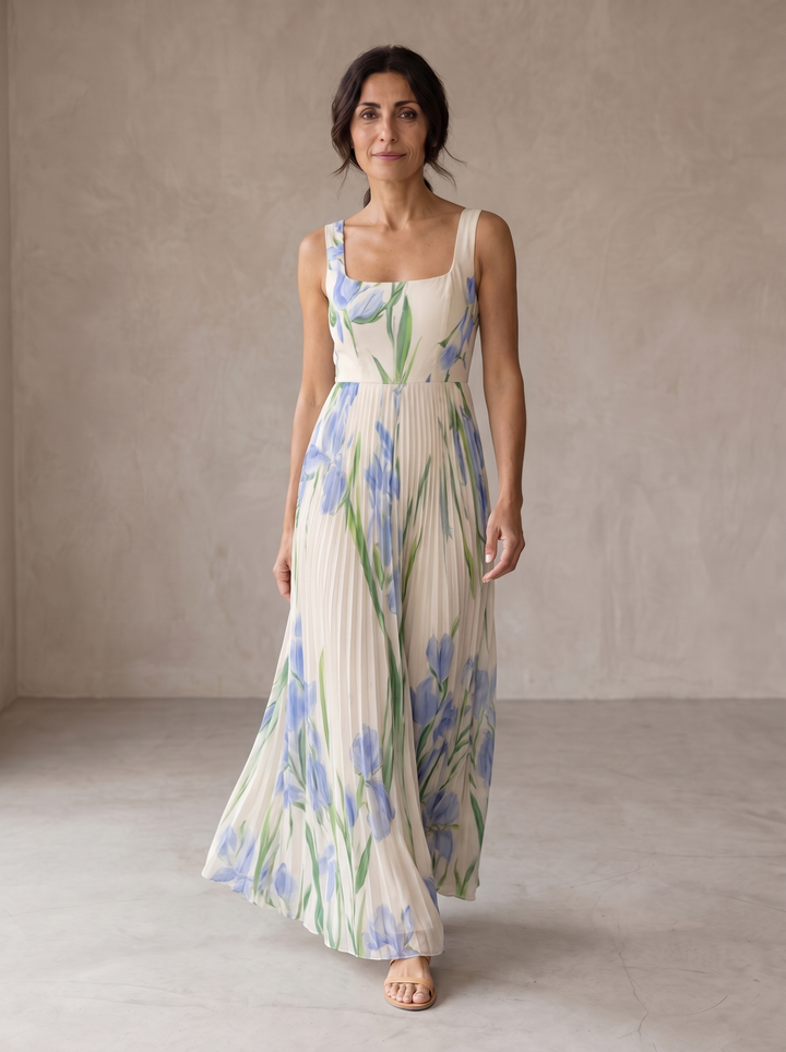 Corrine | Robe longue trapèze à fleurs