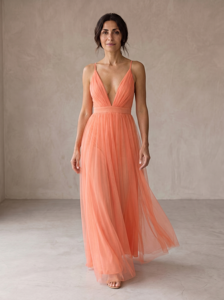 Ffion | Robe longue légère corail