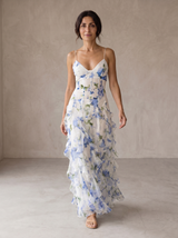 Kesia | Robe midi fleurie à détails froncés