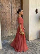 Zuriel | Robe midi en lin et soie